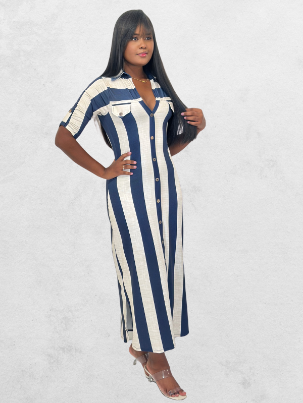 Chemise Longo - Listrado Azul Oceano