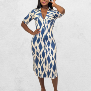 Chemise Midi - Animal Print Azul Oceano