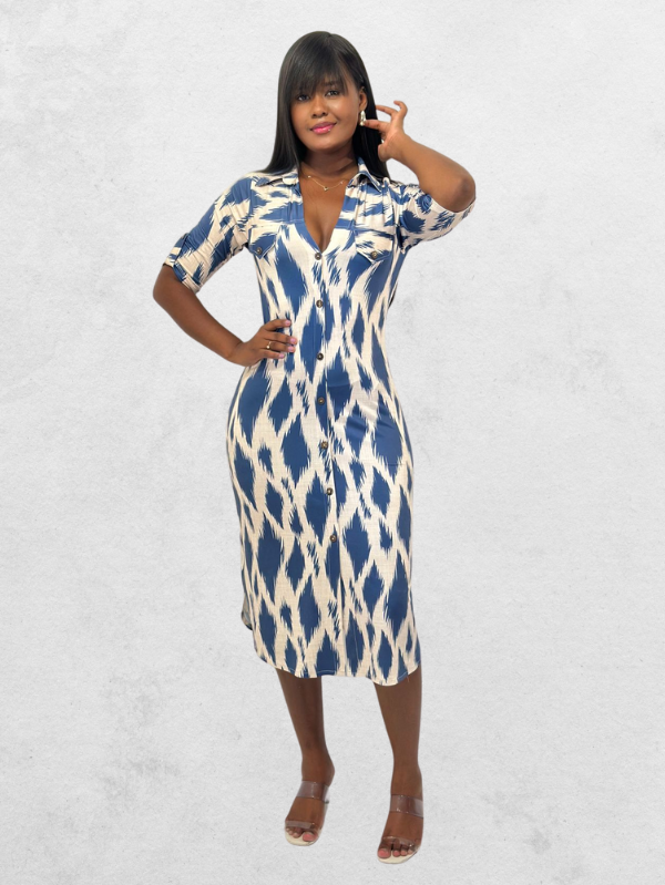 Chemise Midi - Animal Print Azul Oceano